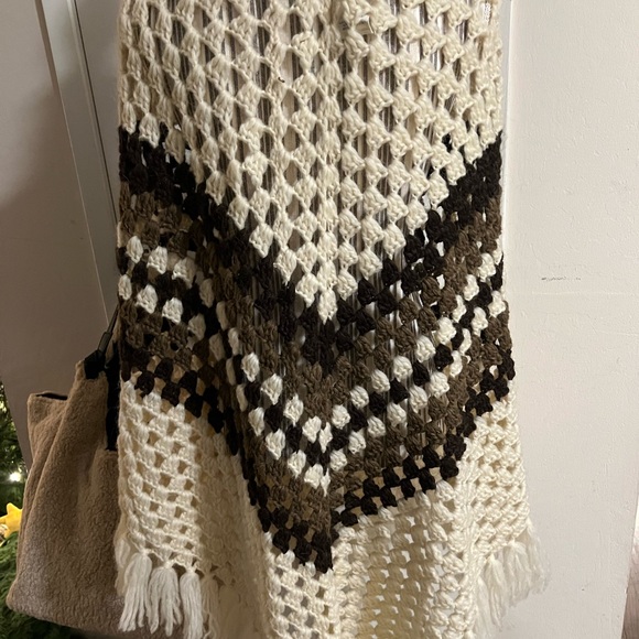 Handmade in Denmark Knit Poncho with Pom Poms - Picture 2 of 12